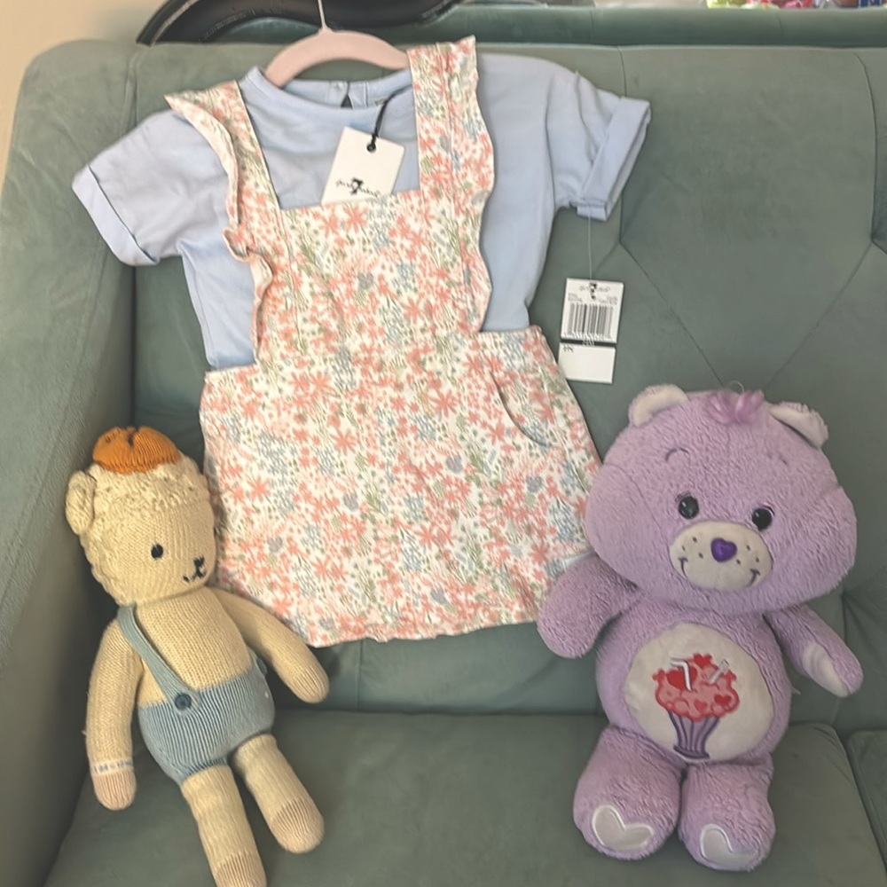 NWT 7 for All Mankind Shirt and Skirt Floral Ruffled Toddler Set 24m